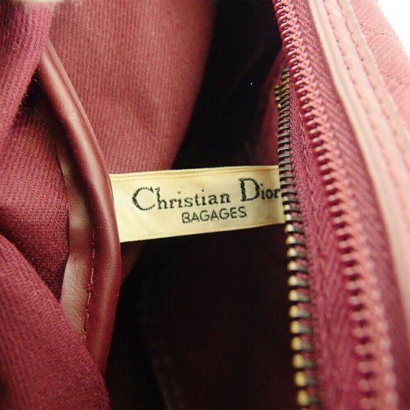 Dior Boston bag honeycomb Bordeaux canvas leather Auth T18715 - Picture 3 of 9